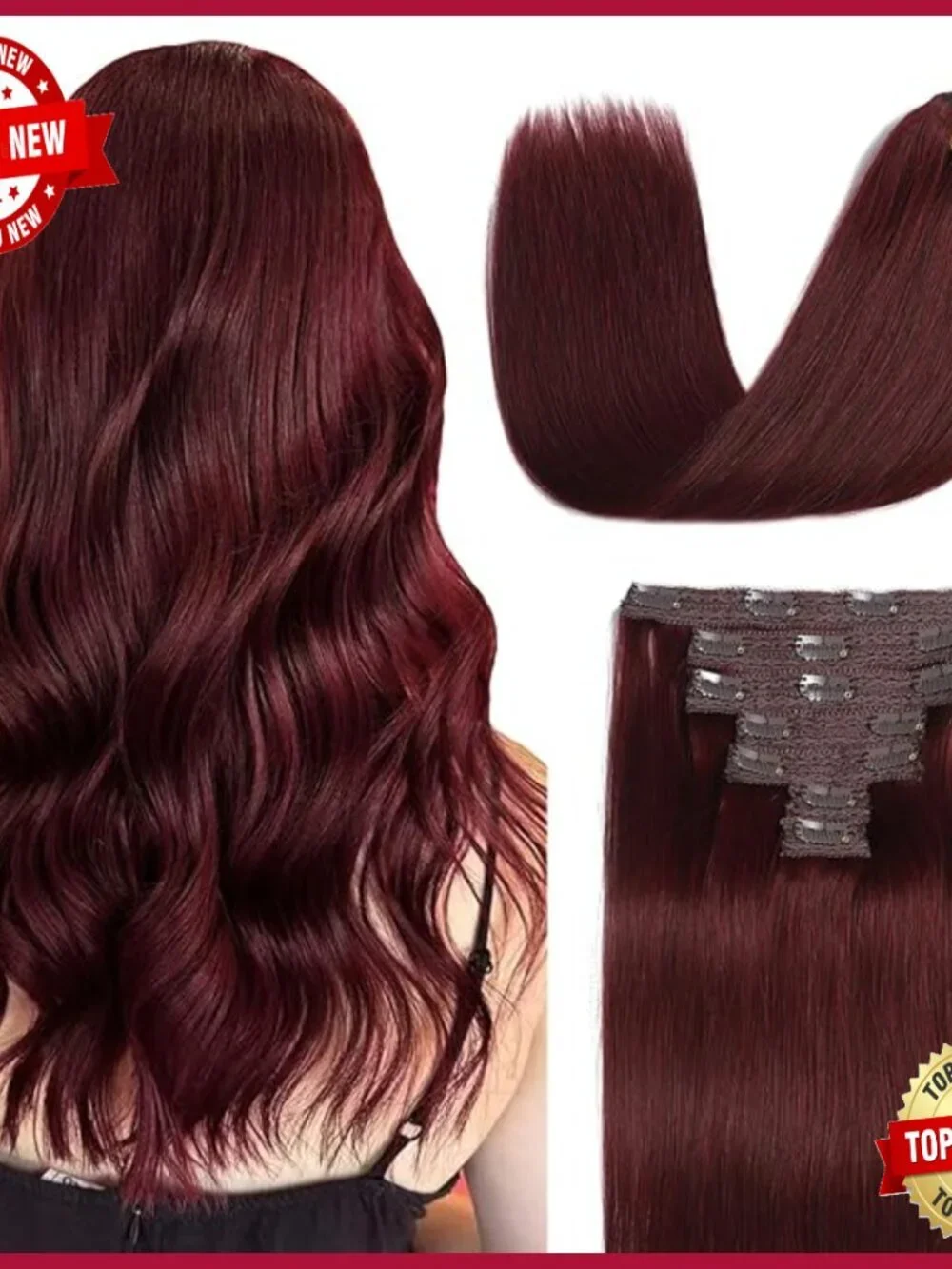 18 Inch Real Human Hair Clip-in Extensions, 7 Piece Double Weft Set